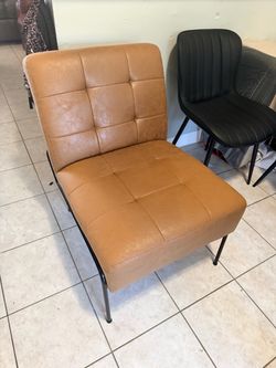 Brown suede accent chair