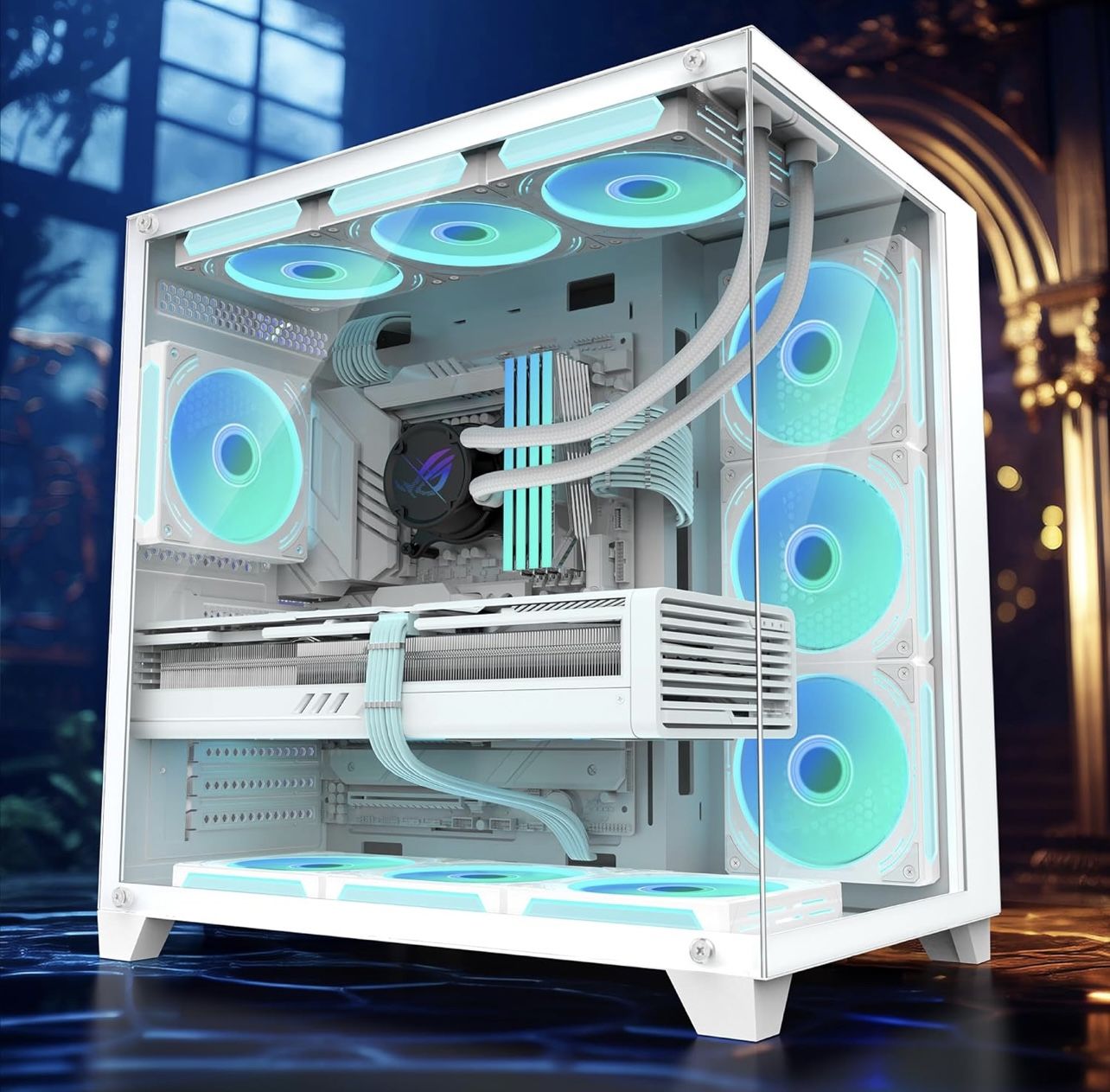 Brand New White Gaming Pc Case And Accessories