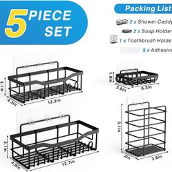 5-Pack STAINLESS STEEL SHOWER CADDY SET