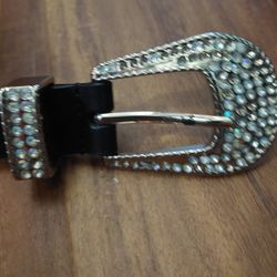 2 Black and Silver Leather Women's Belts $15 OBO 