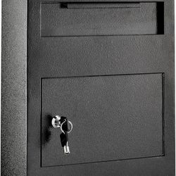 AdirOffice Heavy Duty Secured Safe Drop Box - Suggestion Box - Locking Mailbox - Key Drop Box - Wall Mounted Mail Box - Safe Lock Box