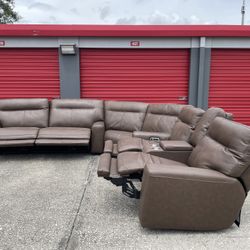 🏷OUTLET | COSTCO Atlas 3-piece Leather Power Reclining Sectional with Power Headrests 💥