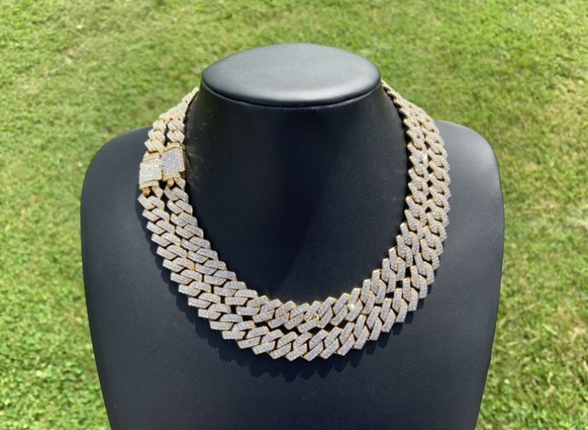 14k Gold Plated Cuban Link Chain 14mm 18” 20” 22”Iced out Premium Choker Necklace Box Clasp