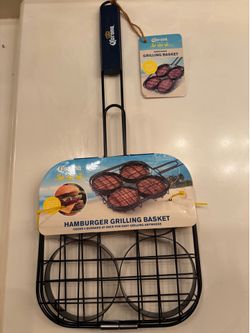 NEW Corona Beer Hamburger Grilling Basket - Holds 4 Burgers - BBQ Grill Accessory
