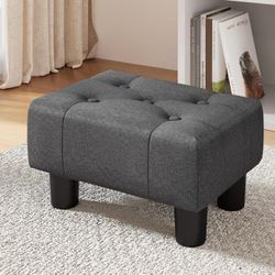 LUE BONA Small Tufted Foot Stool, Fabric Foot Stools Ottoman with Plastic Legs, 9''H, Rectangle(K018)