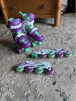 Roller Derby Girl's Adjustable 2-in-1 Quad and Inline Skates
