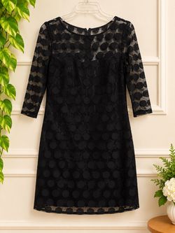Black Lace Polka Dot Shift Dress