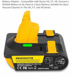 Battery Adapter - Compatible with Dyson V6, V7, V8. Convert a DeWalt Battery to be Used as a Dysn Battery, Suitable for Dysn Vacuum Cleaners in The V6