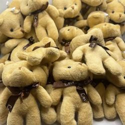 24 Pcs Teddy Bears 4.7in Height Light Brown Plush Toys, Favors, Birthday, Wedding, Baby Shower 