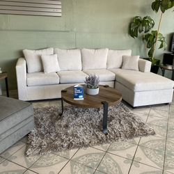 White Greyish Sectional With Ottoman ‼️take It Home With $39 Easy Approval ‼️