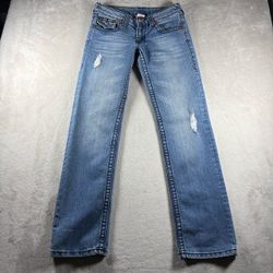 True Religion Billy Women’s Size 27 Blue Jeans Denim Mid Rise Straight #2678
