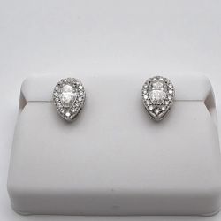 Pear-Cut Moissanite Stud Earrings | Rhodium S925 Silver