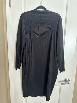 Black Ribbed Long Sleeve Mini Dress