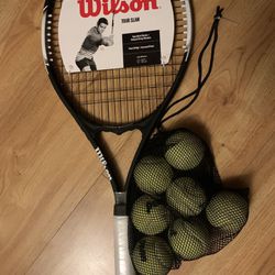 Brand New Wilson Tour Slam Tennis racket 4 3/8 Plus Bag Of New Penn Balls