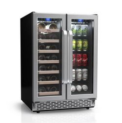 TCL 23.40 in. Dual Zone 20 Wine Bottles and 78 Can Stainless Look Beverage and Wine Cooler