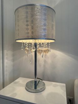 Set of 2 Chic Silver Table Lamp with Crystal Details