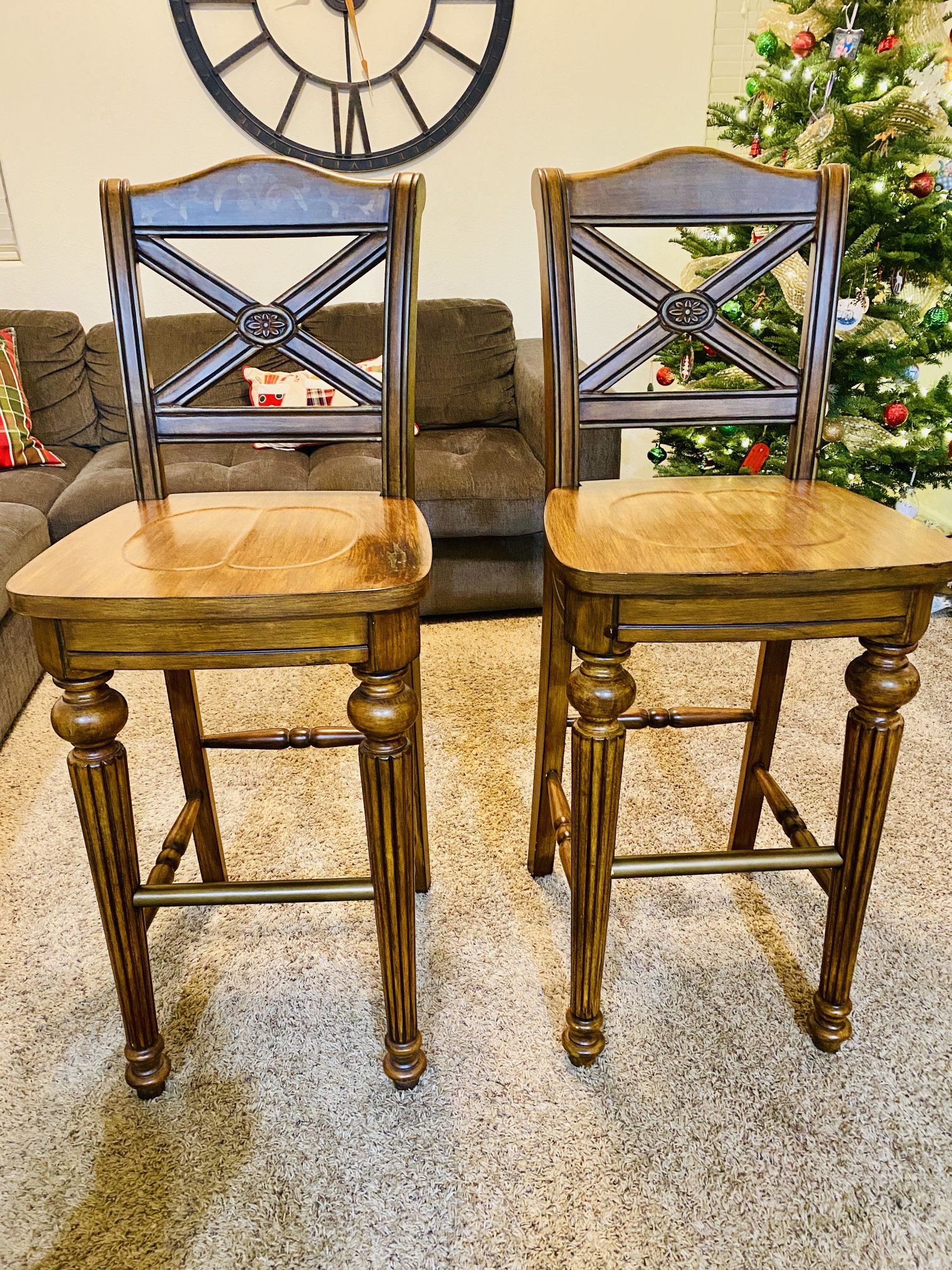 Beautiful Gently Used Solid Wood Bar Stools 