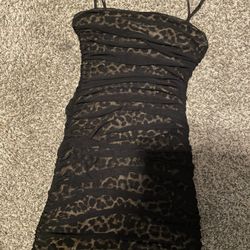 Cute Black Leopard Dress Size s