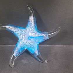 Beautiful Vintage Murano Style Hand Blown Glass Starfish Paperweight 