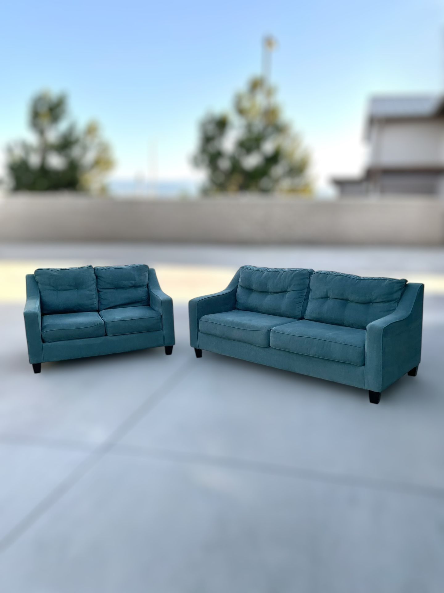 Ashley Furniture Shayla Teal Sofa Couch Set - π DELIVERY AVAILABLE