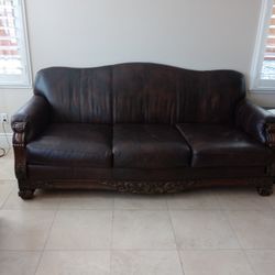 Brown Leather Couch 