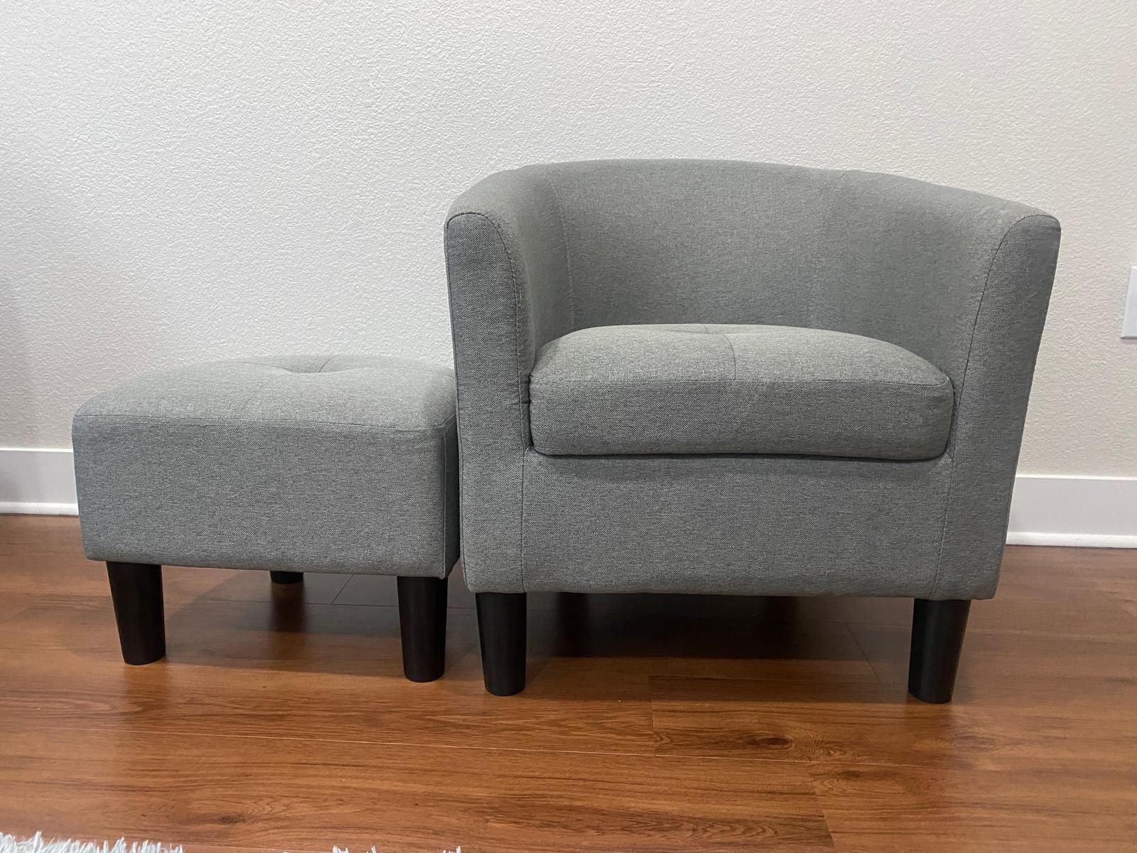Upholstered Barrel Chair With Ottoman- Name Your Best Price