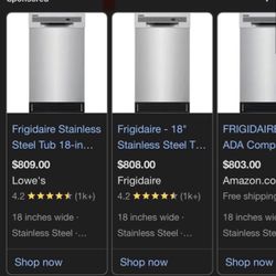 18 Inch Built-In Dishwasher with 8 Place Settings and 6 Cycles: Stainless Steel Frigidaire FFBD1831U