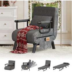 NEW LAZZO 5-in-1 Convertible Sleep Chair Bed, Comfy Folding Sleeper Chair for Adults with Adjustable