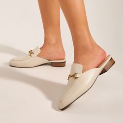 Beige Brown Flat Mules Size 8