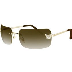 Rectangle Y2k Sunglasses for Women,Trendy Rimless Sunglasses Retro Square Vintage Shades
