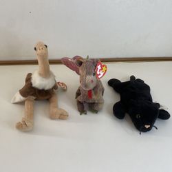 Set of 3 Ty Original Beanie Babies – Velvet, Scorch & Stretch – Pre-Owned