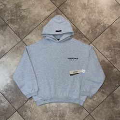 Fear of God Essentials Fleece Hoodie Light Heather Gray (With Pockets) Size Small