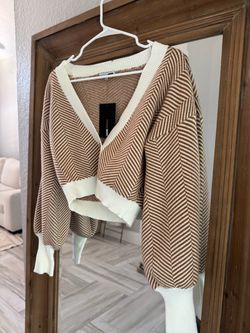 Fashion Nova Herringbone Crop Sweater
