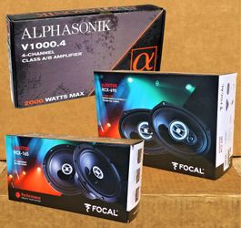 4 Channel Power Amplifier Focal Car Speakers 2-Sets RCX-165 6.5" 2-Way & RCX-690 6"X9" 3-Way Coaxials 280 Watts Package 🚨 No Credit Needed 🚨