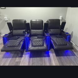 Genuine Italian Leather Dark Brown Theater Seats X3!!!