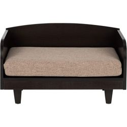 SD STUDIO DESIGNS Paws & Purrs Raised Wood Frame Pet Bed with Easy to Clean Mattress for Small Pets, Espresso
