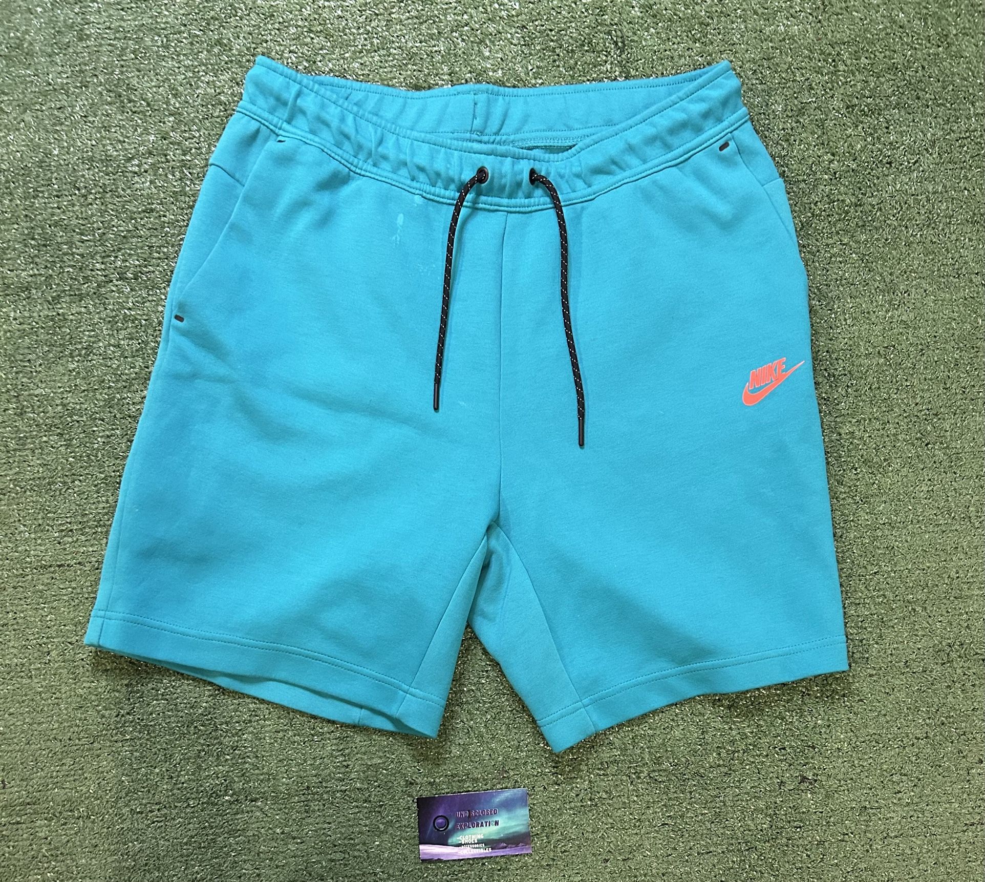 Nike tech fleece blue and orange shorts