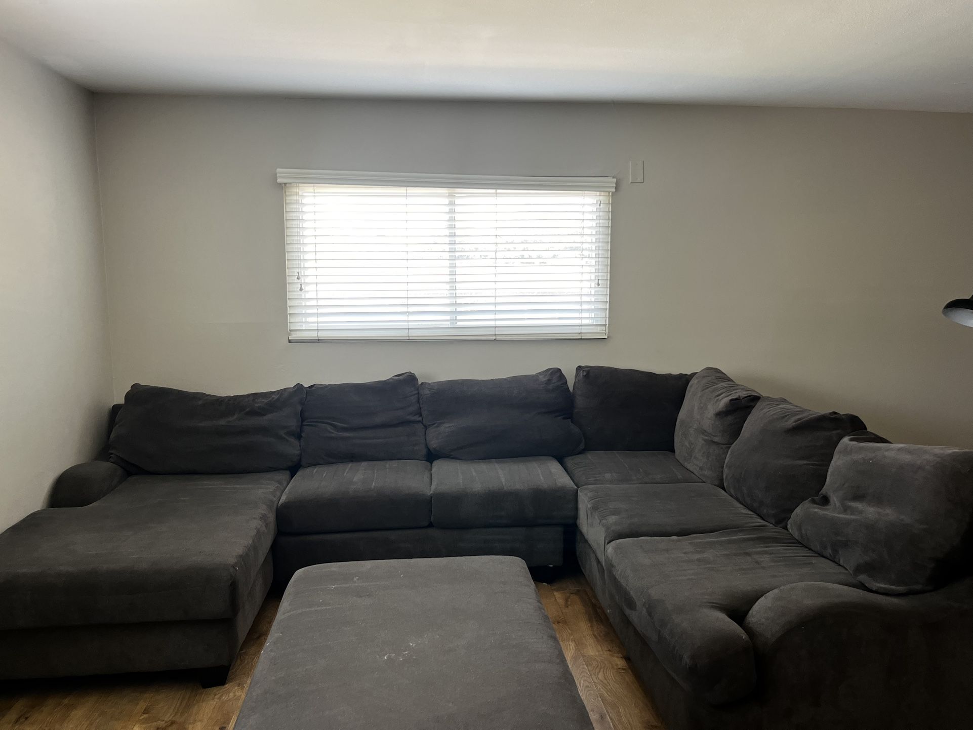 Grey Sofa Couch with Ottoman