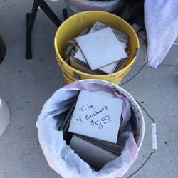 4 Buckets Of Tile $8.00 For All