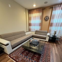 L Shape Sofa With Coffee Table And Two Sides Table