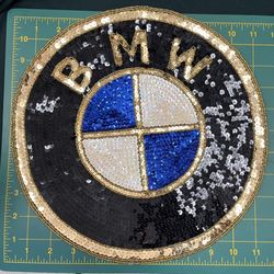 SEQUINS CAR LOGO PATCH. 