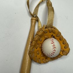 Baseball Christmas Ornament Holiday Leather Mitt Glove Ball Bat