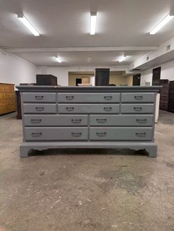 Painted Gray 10 Drawer Dresser Chest