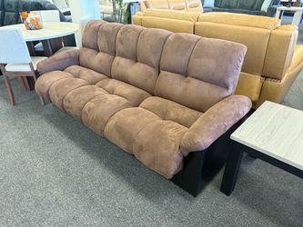 Brown Tufted Microfiber Sofa