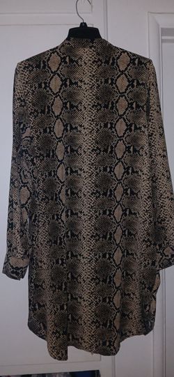 Snake Print Long Sleeve Shirt Dress