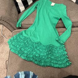 Lemon Loves Like Green Ruffle Dress