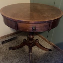 Antique Wooden Side Table - Round