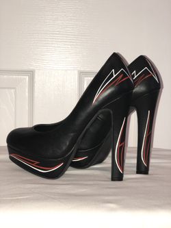 Diva Lounge Platform Heels Pin-Up Retro Rockabilly Pinstripe Sz 6.5