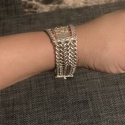 Custom Made Taxco Mexico Sterling Silver 10K Gold Men’s Bracelet