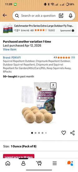 Squirrel Repellent Outdoor, Chipmunk Repellent Outdoor, Outdoor Squirrel Repellent, Chipmunk and Squirrel Repellant for Garden/Attic/Cars/RVs, Keep Sq